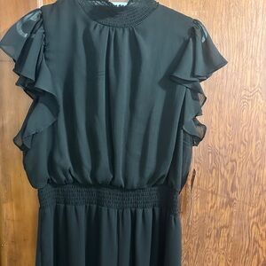 Elegant Black Ruffle Jumpsuit Wide Leg